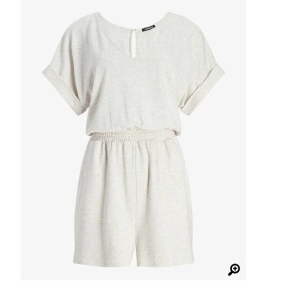 Express Oatmeal  Heather V Neck Jersey Romper Size XL - Picture 3 of 8